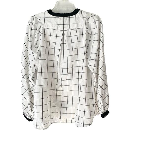 Weekend Max Mara Window Pain Check White Black Blouse Beaded Collar size large - Picture 5 of 9